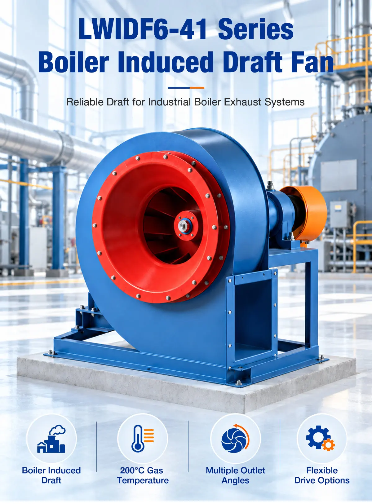 LONGWELL LWIDF6-41 boiler induced draft fan for flue gas extraction