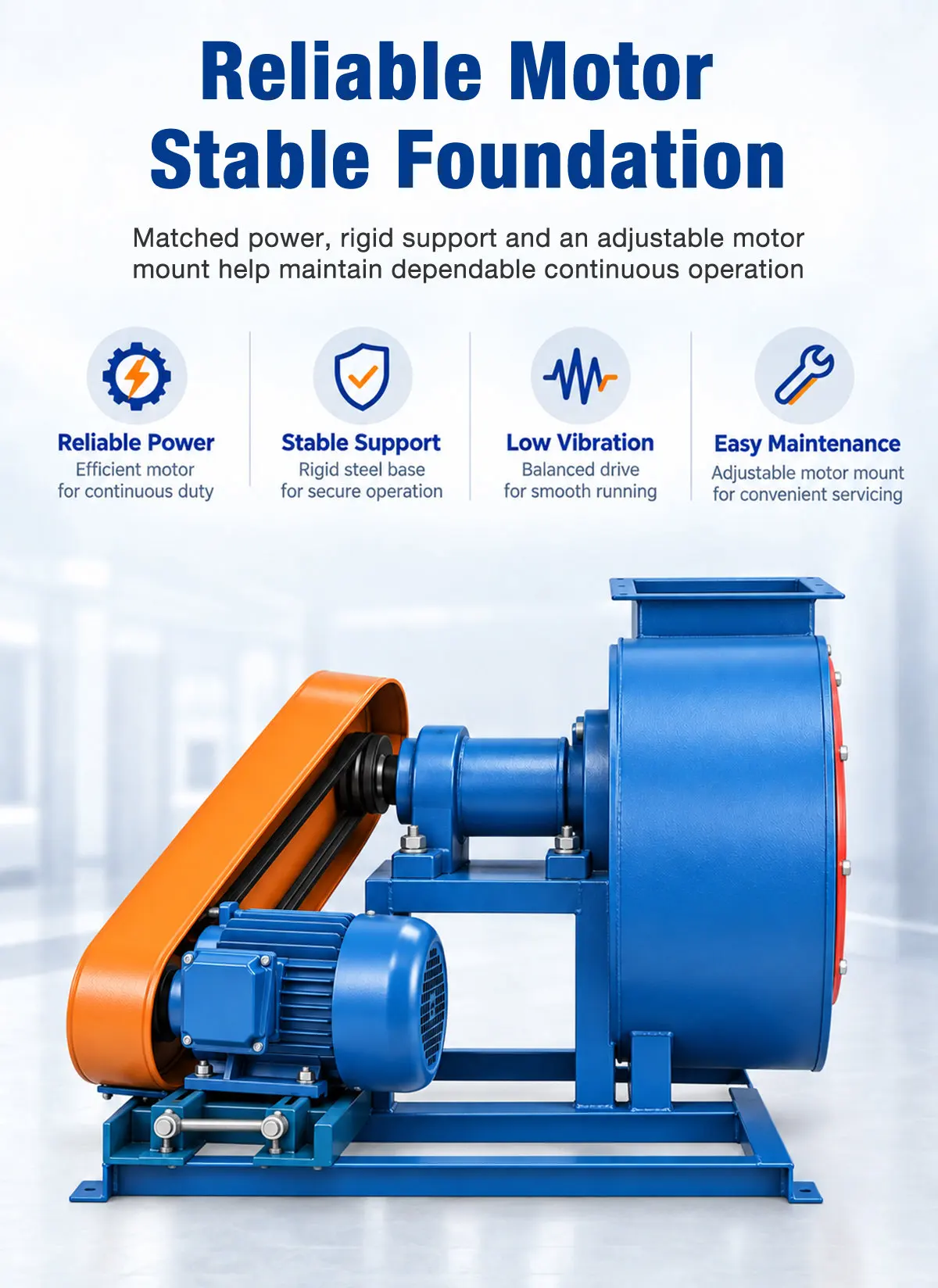 Reliable Motor and Stable Foundation of LWFDF4-73 Fan