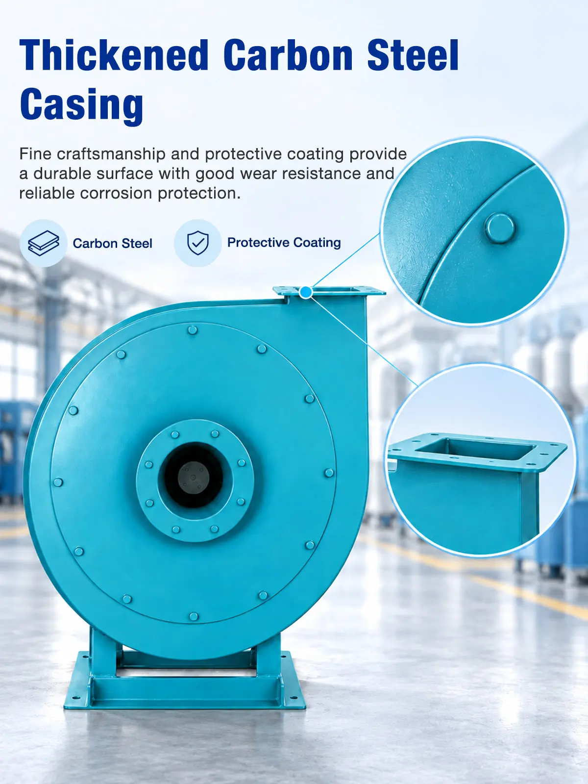Thickened Carbon Steel Casing of LWHFDF9-12 Flute Centrifugal Fan